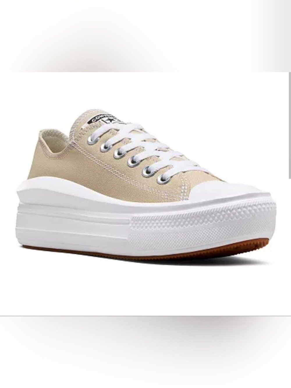 NEW Beige Canvas Platform Sneakers - Classic Low-Top Women's Shoes